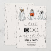 Een klein boe is bijna een Baby shower uitnodiging (Voorkant / Achterkant)