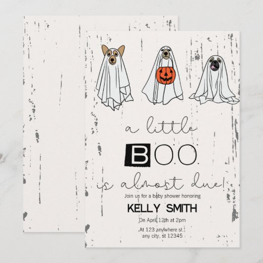 Een klein boe is bijna een Baby shower uitnodiging (Voorkant / Achterkant)