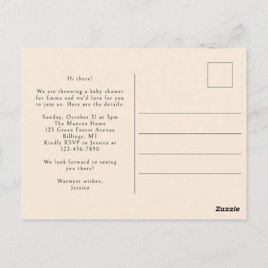 Een klein boe is bijna een Baby shower uitnodiging (Achterkant)