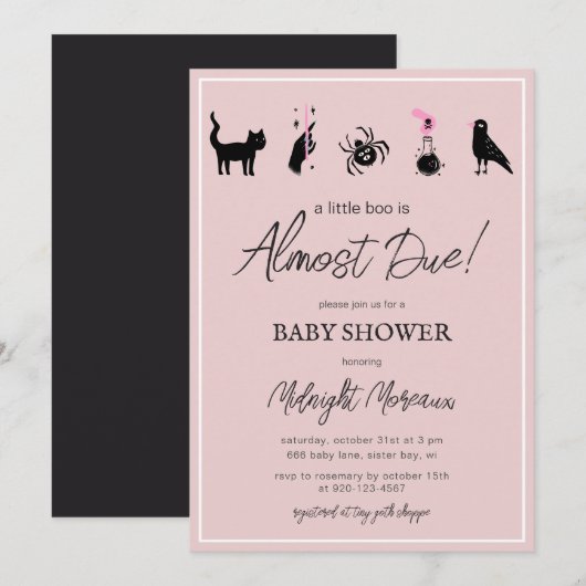 Een klein boe is bijna fijn Halloween babyfeestje Kaart (Voorkant / Achterkant)