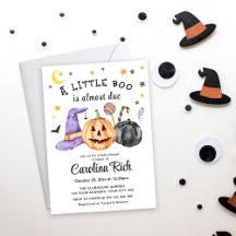 Een klein boe is bijna jarig Halloween baby shower