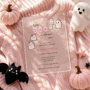 Een Klein Boe Is Hét Cute Roze Baby Shower  Acryl Uitnodigingen
