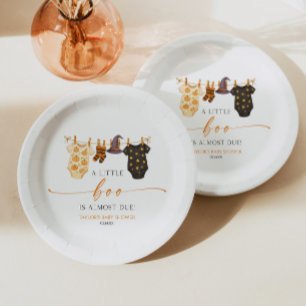 Een Klein Boe Is Hieronder! Halloween Baby Shower Papieren Bordje