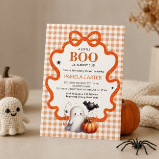 Een Klein Boe Is Komend Oranje Halloween Babyfeest Kaart