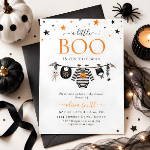 Een Klein Boe Is Op Weg Halloween Baby Shower Kaart