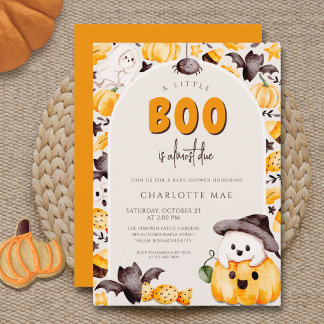 Een Klein Boe Pompoen Geest Halloween Baby Shower Kaart