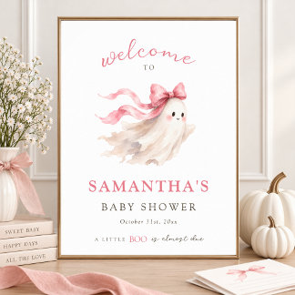 Een Klein Boe Roze Strik Baby Meisje Shower Welkom Poster