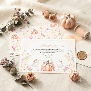 Een Klein Boe Schattige Roze Oktober Baby Shower Bedankkaart