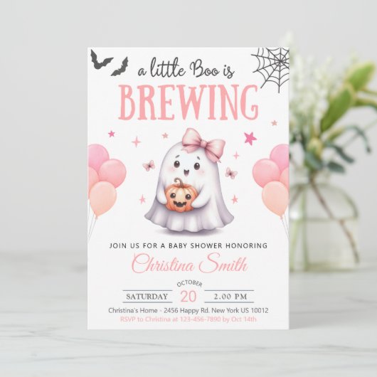 Een klein boek Halloween Baby Girl Shower Uitnodig Kaart (Staand voorkant)