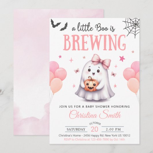 Een klein boek Halloween Baby Girl Shower Uitnodig Kaart (Voorkant / Achterkant)