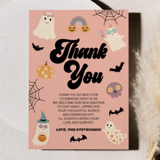 Een klein boekje is bijna klaar! Halloween-Baby sh Bedankkaart