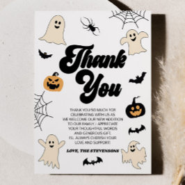 Een klein boekje is bijna klaar! Halloween-Baby sh Bedankkaart