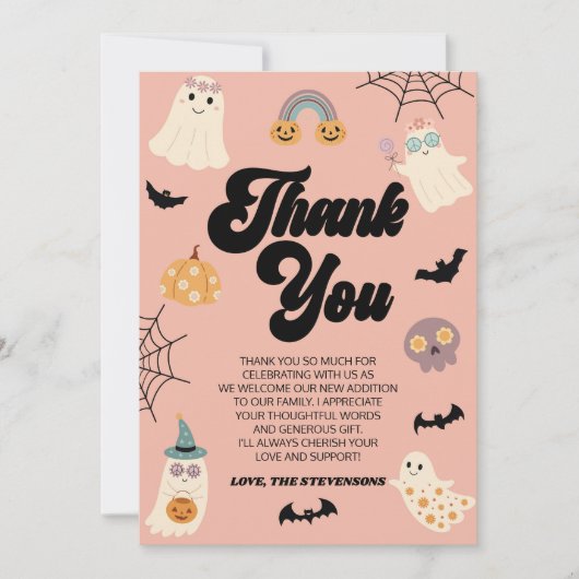 Een klein boekje is bijna klaar! Halloween-Baby sh Bedankkaart (Voorkant)