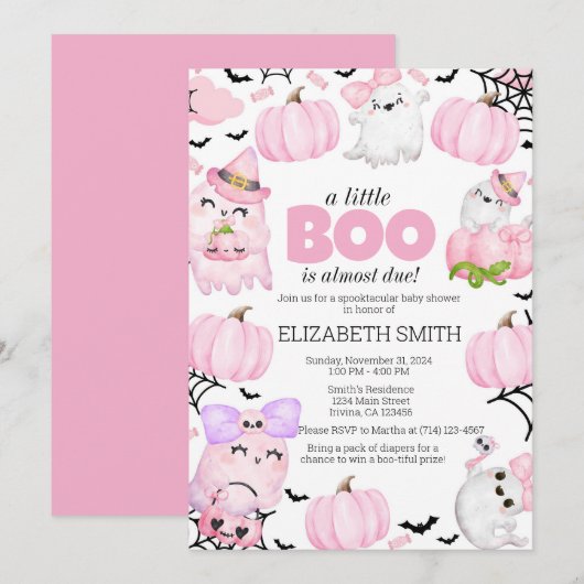 Een klein boekje is bijna klaar! Halloween-Baby sh Kaart (Voorkant / Achterkant)