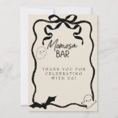 Een klein boekje "Momosa" Mimosa Bar teken Kaart (Achterkant)