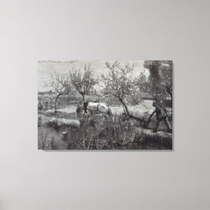 Een klein boerderij goed gekanteld, Picardy Canvas Afdruk