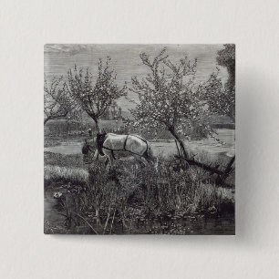 Een klein boerderij goed gekanteld, Picardy Vierkante Button 5,1 Cm