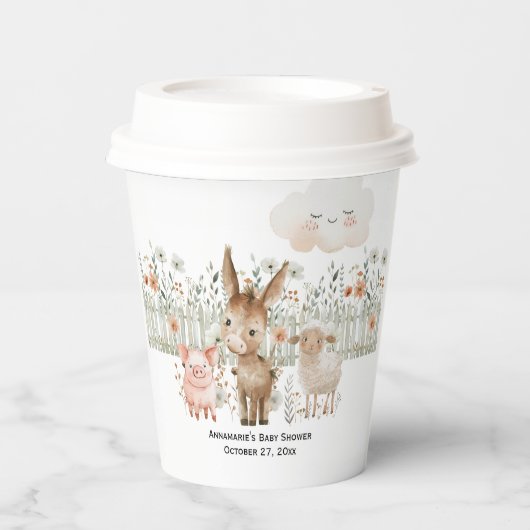 Een klein boerenknecht Baby shower | Papieren Bekers (Voorkant)