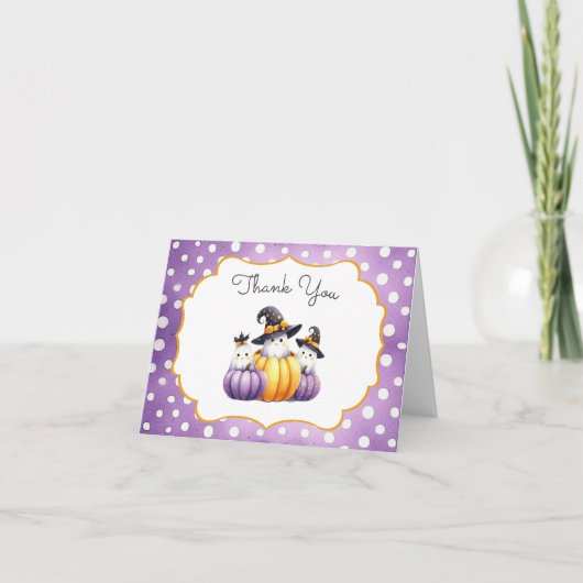 Een klein Boo Cute Ghost Halloween Baby shower Bedankkaart (Voorkant)