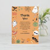 Een klein Boo Cute Ghost Halloween Baby shower Bedankkaart (Staand voorkant)