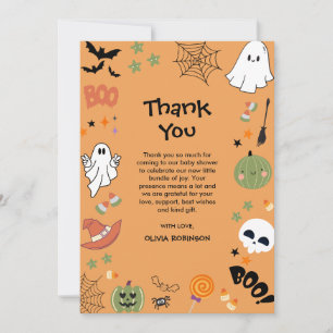 Een klein Boo Cute Ghost Halloween Baby shower Bedankkaart