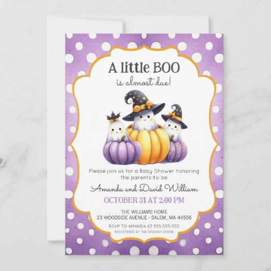 Een klein Boo Cute Ghost Halloween Baby shower Kaart (Voorkant)