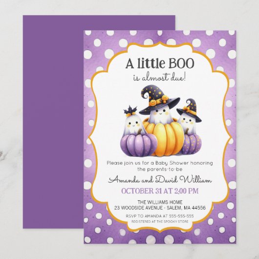 Een klein Boo Cute Ghost Halloween Baby shower Kaart (Voorkant / Achterkant)