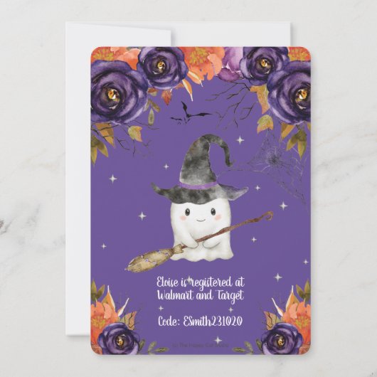 Een klein Boo Cute Ghost Halloween Baby shower Kaart (Achterkant)