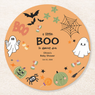 Een klein Boo Cute Ghost Halloween Baby shower Ronde Kartonnen Onderzetter