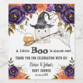 Een klein Boo Cute Ghost Halloween Baby shower Wijn Etiket (Enkel label)