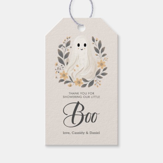 Een klein Boo Geest Halloween Baby Shower Bedankt Cadeaulabel (Voorkant)