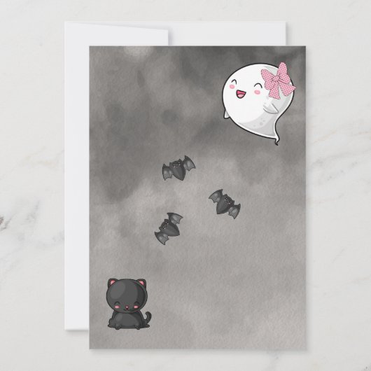 Een klein Boo Ghost Girl Virtual Baby shower Invit Kaart (Achterkant)