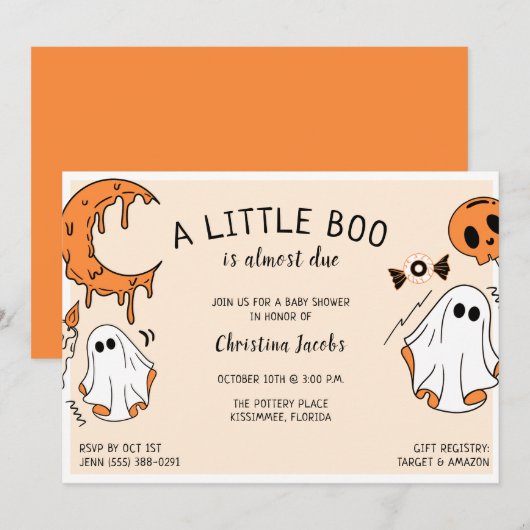 Een klein Boo Ghost Halloween Baby shower Kaart (Voorkant / Achterkant)