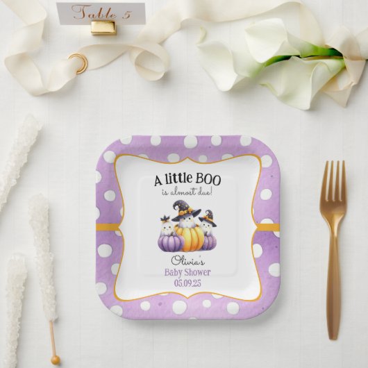 Een klein Boo Ghost Halloween Baby shower Papieren Bordje (Huwelijk)