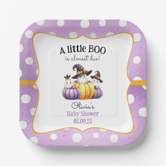 Een klein Boo Ghost Halloween Baby shower Papieren Bordje (Voorkant)