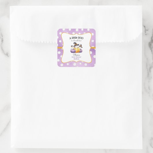 Een klein Boo Ghost Halloween Baby shower Vierkante Sticker (Tas)