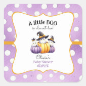 Een klein Boo Ghost Halloween Baby shower Vierkante Sticker (Voorkant)