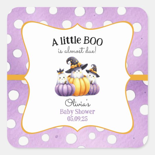 Een klein Boo Ghost Halloween Baby shower Vierkante Sticker (Voorkant)