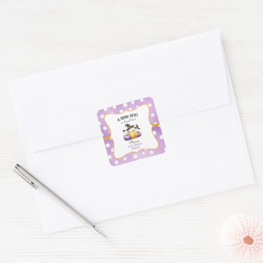Een klein Boo Ghost Halloween Baby shower Vierkante Sticker (Envelop)