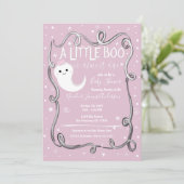 Een klein Boo Ghost Pink Halloween Baby shower Kaart (Staand voorkant)