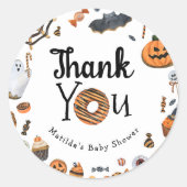 Een klein Boo Halloween Baby shower Dank je Ronde Sticker (Voorkant)