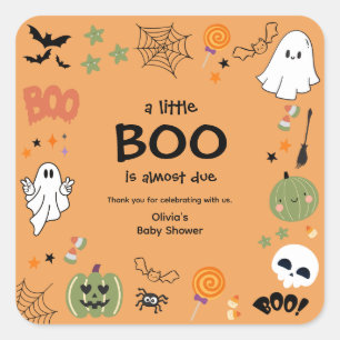 Een klein Boo Halloween Baby shower Dank je Vierkante Sticker