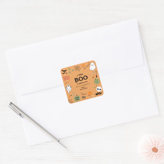 Een klein Boo Halloween Baby shower Dank je Vierkante Sticker (Envelop)