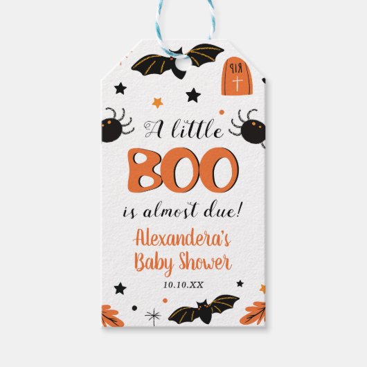 Een klein Boo Halloween Baby Shower Favorietje Cadeaulabel (Voorkant)