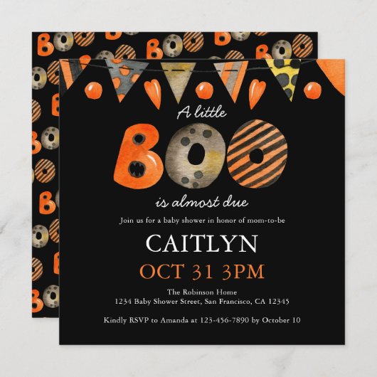 Een klein Boo Halloween Baby shower Kaart (Voorkant / Achterkant)