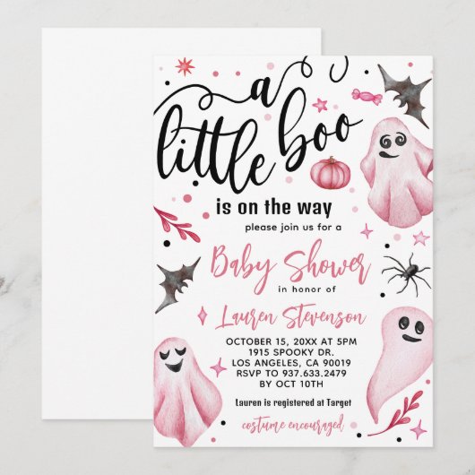 Een klein Boo Halloween Baby shower Kaart (Voorkant / Achterkant)