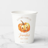 Een klein Boo Halloween Baby shower Pumpkin-script Papieren Bekers (Achterkant)
