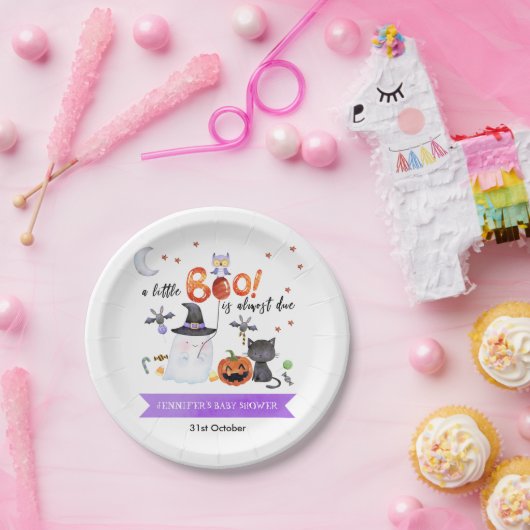 Een klein Boo Halloween Baby shower Witch Pet Papieren Bordje (Feest)