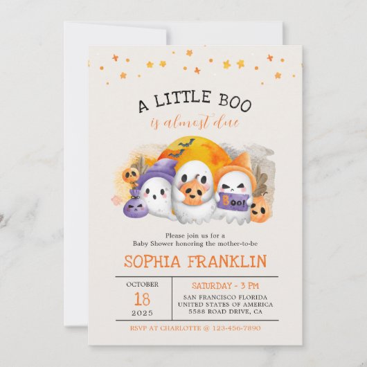Een klein Boo Halloween Cute Ghost-Baby shower Kaart (Voorkant)