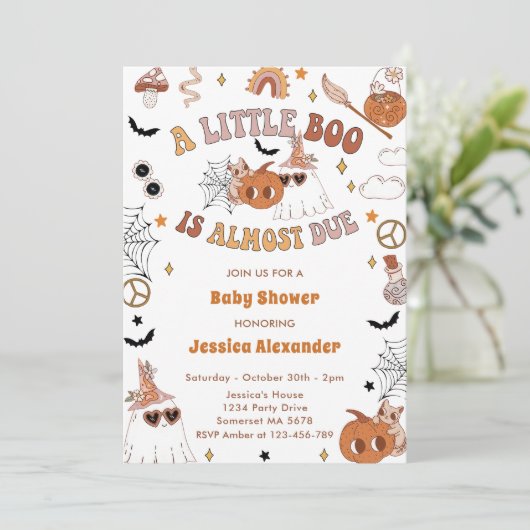 Een klein Boo Halloween Cute Ghost-Baby shower Kaart (Staand voorkant)